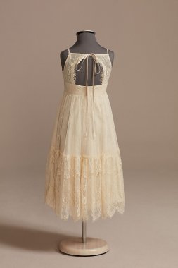 Lace Boho Flower Girl Dress with Keyhole Back WG1419