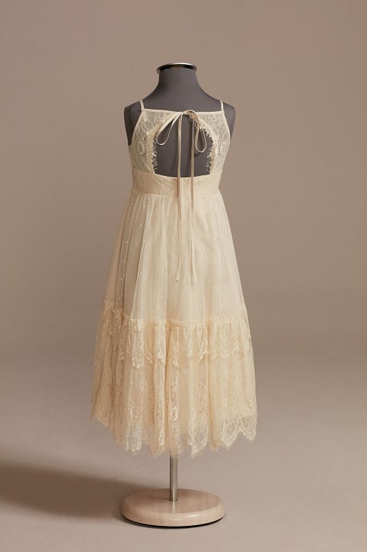 Lace Boho Flower Girl Dress with Keyhole Back WG1419