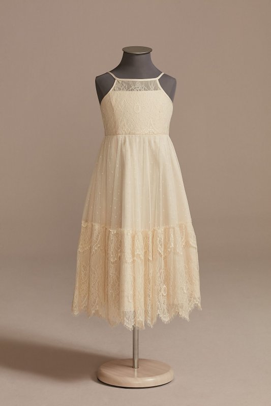 Lace Boho Flower Girl Dress with Keyhole Back WG1419