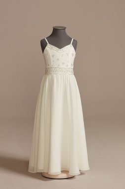 Beaded Chiffon Spaghetti Strap Flower Girl Dress WG1420