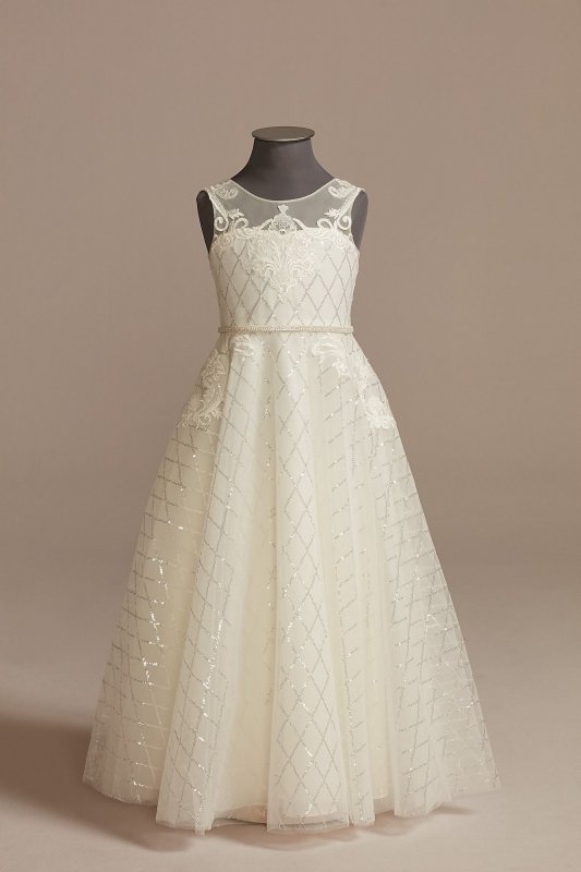 Lace Applique Sequin Tulle Flower Girl Dress WG1430