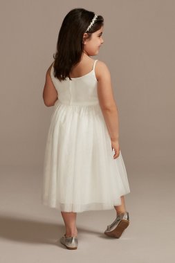 Pleated Mesh Spaghetti Strap Flower Girl Dress WG1435