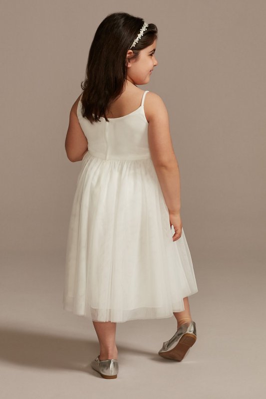 Pleated Mesh Spaghetti Strap Flower Girl Dress WG1435