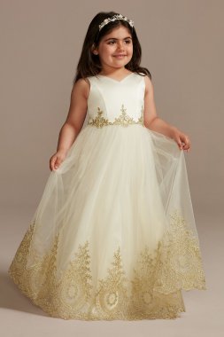 Organza Corded Lace Applique Flower Girl Tank Dres WG1437