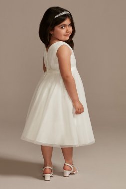 Pleated Glitter Tulle A-Line Flower Girl Dress WG1441