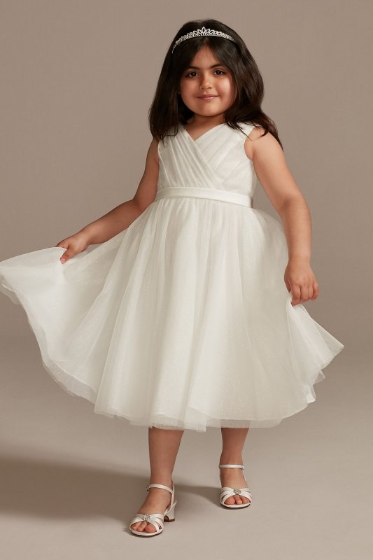 Pleated Glitter Tulle A-Line Flower Girl Dress WG1441