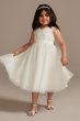 Pleated Glitter Tulle A-Line Flower Girl Dress WG1441