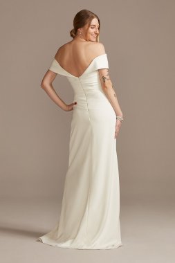 Crepe Off-the-Shoulder Sheath Wedding Dress WG4033