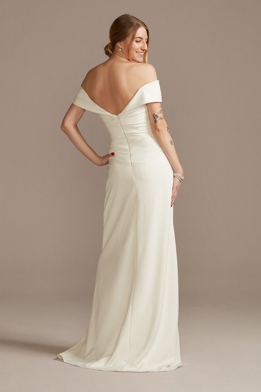 Crepe Off-the-Shoulder Sheath Wedding Dress WG4033