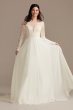 Long Sleeve Plunge Lace Chiffon Wedding Dress WG4035