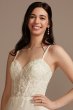 Sheer Boned Bodice Spaghetti Strap Wedding Dress WG4036