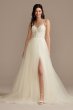 Sheer Boned Bodice Spaghetti Strap Wedding Dress WG4036