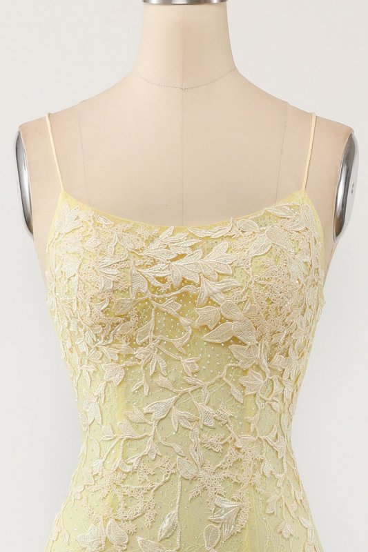Yellow Mermaid Long Prom Dress with Appliques E202283166