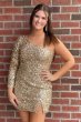 One Shoulder Glitter Sequins Homecoming Dress E202283155