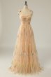 Champagne Embroidery Long Prom Dress E202283142