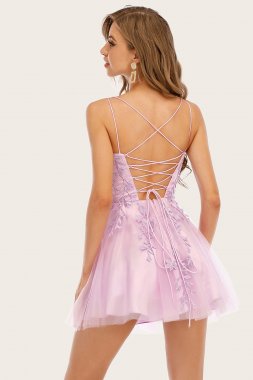 Pink Spaghetti Straps Homecoming Dress E202283099