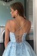 Blue Spaghetti Straps Short Prom Dress with Appliques E202283111
