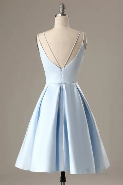 Simple Light Blue A Line Short Homecoming Dress E202283103