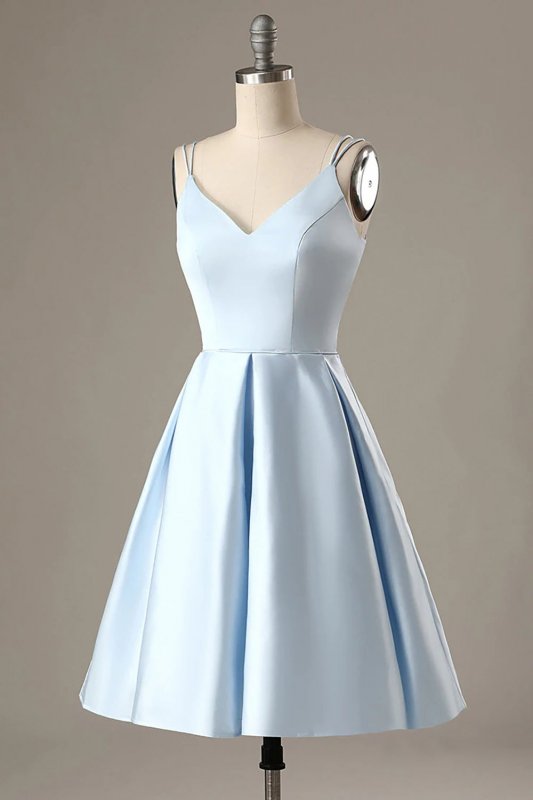 Simple Light Blue A Line Short Homecoming Dress E202283103