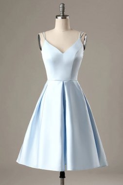 Simple Light Blue A Line Short Homecoming Dress E202283103