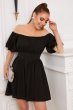 Black Off the Shoulder Cocktail Dress E202283094