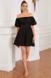Black Off the Shoulder Cocktail Dress E202283094