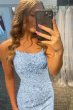 Light Blue Short Tight Homecoming Dress with Lace Beading E202283005