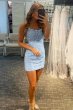 Light Blue Short Tight Homecoming Dress with Lace Beading E202283005