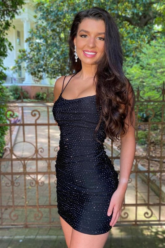 Rose Pink Lace Up Tight Homecoming Dress E202283011