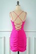Rose Pink Lace Up Tight Homecoming Dress E202283011