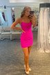 Rose Pink Lace Up Tight Homecoming Dress E202283011
