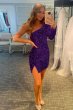 Fuchsia Sequins Homecoming Dress with Sleeves E202283004