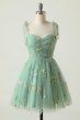 Sweetheart Champagne Short Homecoming Dress with Embroidery E202283003