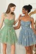 Sweetheart Champagne Short Homecoming Dress with Embroidery E202283003