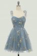 Sweetheart Champagne Short Homecoming Dress with Embroidery E202283003
