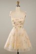 Sweetheart Champagne Short Homecoming Dress with Embroidery E202283003
