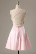 Simple Pink A Line Short Homecoming Dress E202283045