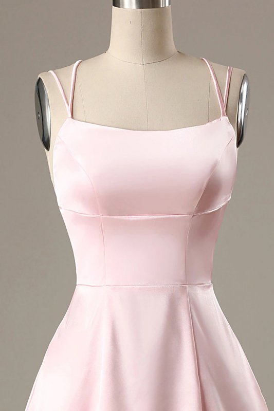 Simple Pink A Line Short Homecoming Dress E202283045