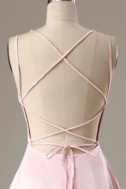 Simple Pink A Line Short Homecoming Dress E202283045