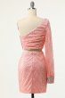 Pink Two Piece Sequin Homecoming Dress E202283013