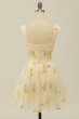 Cute A Line Sweetheart Champagne Short Homecoming Dress E202283007
