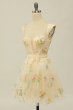 Cute A Line Sweetheart Champagne Short Homecoming Dress E202283007