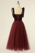 Burgundy Tulle Homecoming Dress with Bowknot E202283619