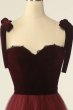 Burgundy Tulle Homecoming Dress with Bowknot E202283619