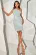 Sky Blue One Shoulder Sequin Homecoming Dress E202283621