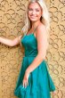 Green Satin Simple Homecoming Dress E202283071