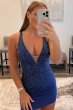 Royal Blue Sequins Tight Cocktail Dress E202283054