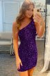 Sheath One Shoulder Royal Blue Sequins Short Homecoming Dress E202283043