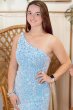 Sheath One Shoulder Royal Blue Sequins Short Homecoming Dress E202283043