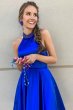 A Line Halter Royal Blue Short Homecoming Dress E202283620